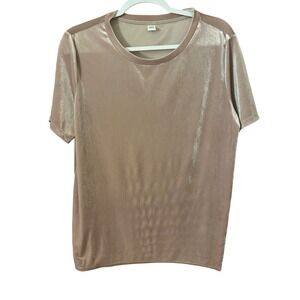 Old Navy Velvet T-Shirt Casual Short Sleeve Top Soft Pink Women's L Luxe EUC‎
